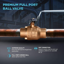 Load image into Gallery viewer, Midline Valve L-610C112-NL Premium Full Port Ball Valve with Lock Handle Brass