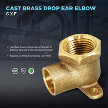Load image into Gallery viewer, Supply Giant DGEM0012 1/2" Nominal Diameter Lead Free Cast Brass 90 Degrees Elbow with Sweat Socket and Female Threaded Connect