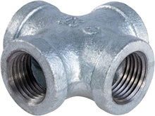 Load image into Gallery viewer, Supply Giant HNDS0400 2" Galvanized Malleable Iron Cross Fitting for 150 lb Applications and with Equal Sized Female Threaded Connects