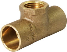 Load image into Gallery viewer, Supply Giant DDGU3412 C X C X F Lead Free Cast Brass Tee Fitting with Solder Cups and Female Threaded Branch, 3/4'' x 3/4'' x 1/2''