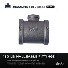 Load image into Gallery viewer, Everflow Supplies BMRT1201 1-1/2" x 1/2" Black Malleable Reducing Tee