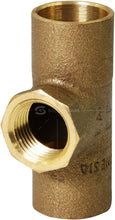 Load image into Gallery viewer, Supply Giant DDGU3412 C X C X F Lead Free Cast Brass Tee Fitting with Solder Cups and Female Threaded Branch, 3/4'' x 3/4'' x 1/2''