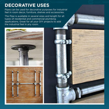 Load image into Gallery viewer, Everflow NPGL11100-10, Pre Cut Industrial Steel Closed Nipple Pipe, Connectors, Used To Build DIY Furniture, Threaded Pipes and Fittings