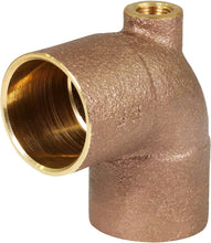 Load image into Gallery viewer, Supply Giant DGDU563I Cast Brass Baseboard Tee Fitting with Solder Cup to Female Thread Connection and Solder Cup Branch, 3/4" x 1/8" x 3/4", Copper