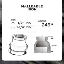 Load image into Gallery viewer, Everflow Black Malleable Iron Reducing Coupling