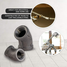 Load image into Gallery viewer, Everflow Supplies BMFF0014 1/4" 45 Degree Malleable Iron Elbow Fitting for High Pressures with Female Thread Connects and Black Finish