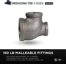 Load image into Gallery viewer, Everflow Supplies BMRT0345 Black Malleable Reducing Tee with Female Threaded Fitting