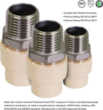 Load image into Gallery viewer, Supply Giant TTDQN056 Male x CPVC Adapter Transition Pipe Fitting; Durable Over Molded One-Piece Design; 3/4 in.; Lead Free Stainless Steel