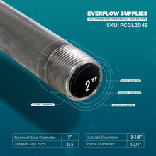 Load image into Gallery viewer, Supply Giant QDHM2048 48" Long Pre-Cut Galvanized Pipe with 2" Nominal Size Diameter