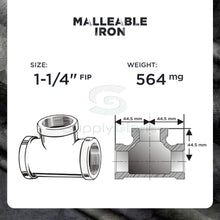 Load image into Gallery viewer, Everflow Supplies High Pressure Black Malleable Tee Fitting with Female Threaded Connections, 1/2"