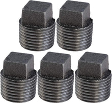 Load image into Gallery viewer, Supply Giant CNQM03I0 Black Malleable Iron Plug with Square Head, 1/8"