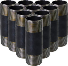 Load image into Gallery viewer, Supply Giant 3/4 Inch Black Pipe Nipple, Three Quarter Inch Malleable Steel Pipes Nipples Fitting Closed, Build DIY Vintage Furniture, 3/4" x 1" (Pack Of 10)