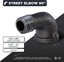Load image into Gallery viewer, Supply Giant CNTO0014 1/4 in. 90 Degree Street Malleable Iron Fitting for High Pressures with Black Finish
