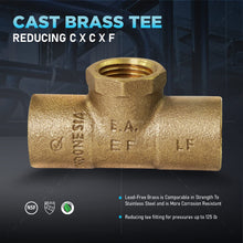Load image into Gallery viewer, Supply Giant DDGU3412 C X C X F Lead Free Cast Brass Tee Fitting with Solder Cups and Female Threaded Branch, 3/4'' x 3/4'' x 1/2''