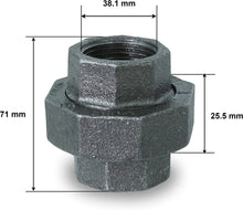 Load image into Gallery viewer, Everflow Supplies Black Malleable Iron Straight Union for 150 lb Applications with Female Threaded Connects