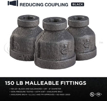 Load image into Gallery viewer, Everflow Black Malleable Iron Reducing Coupling