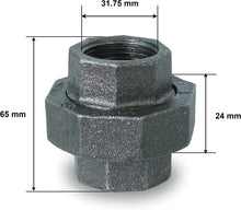 Load image into Gallery viewer, Everflow Supplies Black Malleable Iron Straight Union for 150 lb Applications with Female Threaded Connects