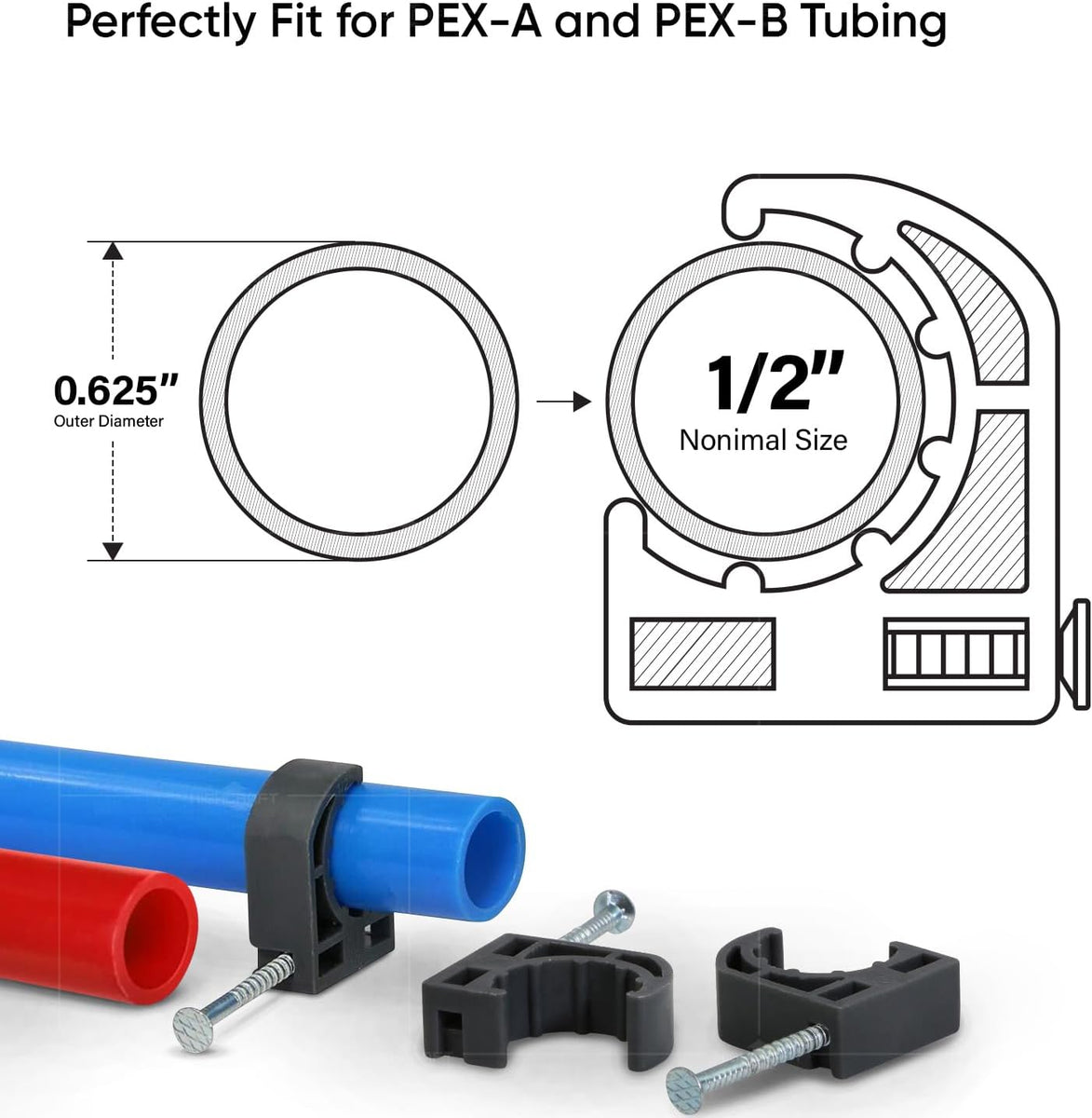 Highcraft Highcraft ID234x50 Half Clamp J-Hook with Nail For Pex Tubing Pipe Sup ...