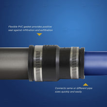 Load image into Gallery viewer, Supply Giant 6I52 Flexible PVC Reducing Coupling with Stainless Steel Clamps, 2&quot; x 1-1/4, Black
