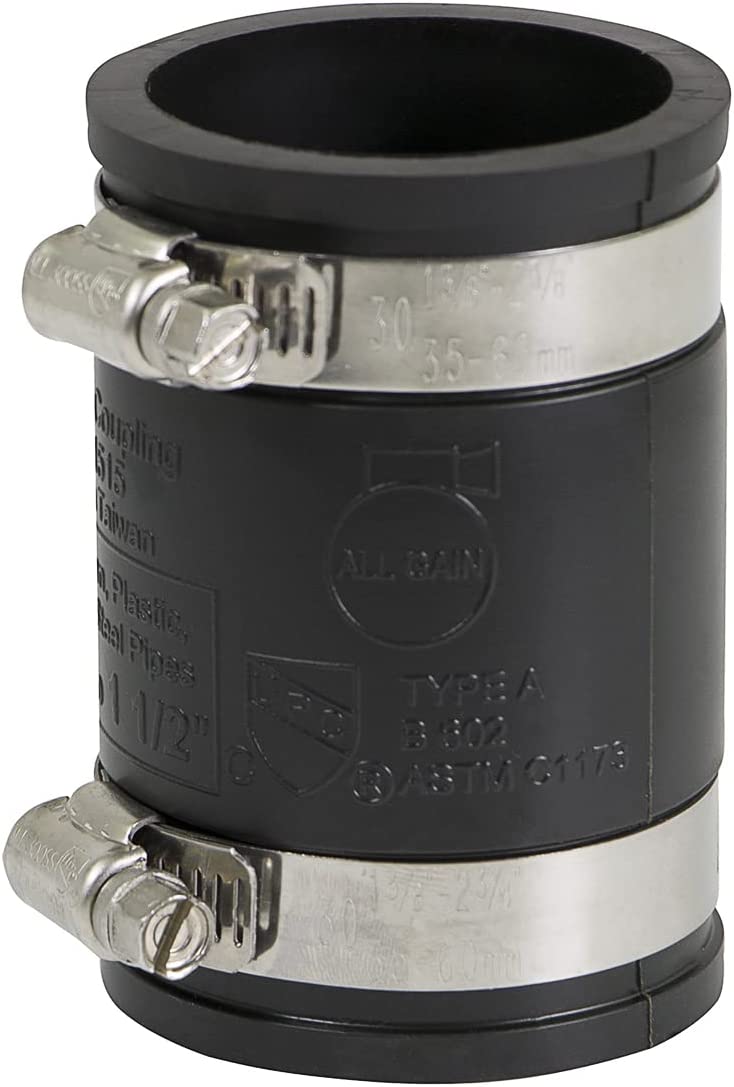 Supply Giant 6I46 Flexible PVC Coupling With Stainless Steel Clamps, 1-1/2 