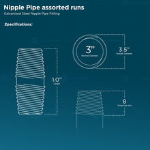 Load image into Gallery viewer, Supply Giant OQHM3000 Close Galvanized Steel Nipple Pipe Fitting with 3&quot; Nominal Size Diameter
