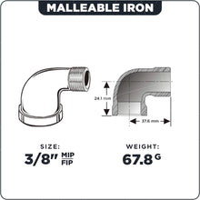 Load image into Gallery viewer, Supply Giant CNTO0038 3/8 in. 90 Degree Street Malleable Iron Fitting for High Pressures with Black Finish
