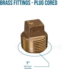 Load image into Gallery viewer, Supply Giant CSQM0100 1-Inch Male National Pipe Taper Threads Brass Cored Plug with Square Head, Lead Free Brass Pipe Fitting, Higher Corrosion Resistance, Economical &amp; Easy to Install, 23

