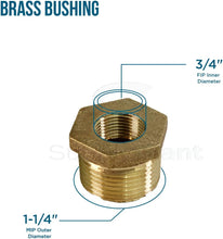 Load image into Gallery viewer, Supply Giant CSCV1141 1-1/4&#39;&#39; Male x 3/4&#39;&#39; Female NPT Lead Free Bushing Fitting with Hexagonal Head, Brass Construction Higher Corrosion Resistance Economical &amp; Easy to Install, 19
