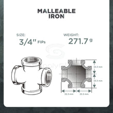 Load image into Gallery viewer, Everflow Supplies Galvanized Malleable Iron Cross Fitting for 150 lb Applications and with Equal Sized Female Threaded Connects
