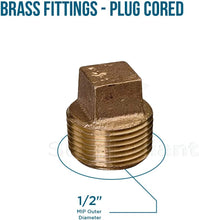 Load image into Gallery viewer, Supply Giant CSQM0012 1/2&#39;&#39;-Inch Male National Pipe Taper Threads Brass Cored Plug with Square Head, Lead Free Brass Pipe Fitting, Higher Corrosion Resistance, Economical &amp; Easy to Install
