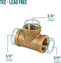 Load image into Gallery viewer, Supply Giant CSUF0038 3/8 in. Brass Tee, Lead Free, 12
