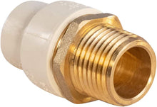 Load image into Gallery viewer, Supply Giant CSDQN056 Male x PVC Adapter Transition Pipe Fitting Durable Over Molded One-Piece Design 3/4 in. Lead Free Brass

