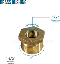 Load image into Gallery viewer, Supply Giant CSCV1122 1-1/2 in. Male X 1/2 in. Female NPT Lead Free Bushing, Fitting with Hexagonal Head Brass Construction Higher Corrosion Resistance Economical &amp; Easy to Install, 19
