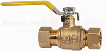 Load image into Gallery viewer, Midline Valve 822M234 Full Port Ball Valve Compression Connections Forged Brass
