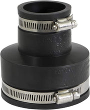 Load image into Gallery viewer, Supply Giant 6I54 Flexible Pvc Reducing Coupling with Stainless Steel Clamps, 3 x 1-1/2 Inch, Black
