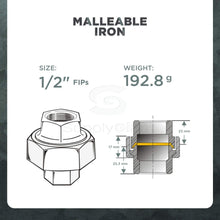 Load image into Gallery viewer, Everflow Supplies Galvanized Malleable Iron Straight Union for 150 lb Applications, with Female Threaded Connects
