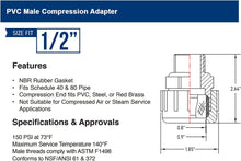 Load image into Gallery viewer, Midline Valve PVC Compression x Male Adapter Pipe Fitting
