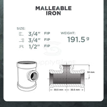 Load image into Gallery viewer, Everflow Supplies Galvanized Malleable Reducing Tee with Female Threaded Fitting
