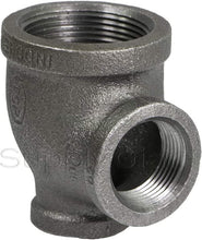 Load image into Gallery viewer, Everflow Supplies BMRT0345 Black Malleable Reducing Tee with Female Threaded Fitting
