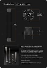 Load image into Gallery viewer, Everflow Supplies PCBL2548 48&quot; Long Pre-Cut Black Steel Pipe with 2-1/2&quot; Nominal Size Diameter
