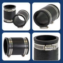 Load image into Gallery viewer, Supply Giant 6I47 Flexible PVC Coupling With Stainless Steel Clamps, 2&quot;, Black
