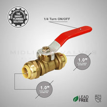Load image into Gallery viewer, Pushlock UPBV12-2 Full Port fit Ball Valve Water Shut Off Push to Connect PEX,Copper
