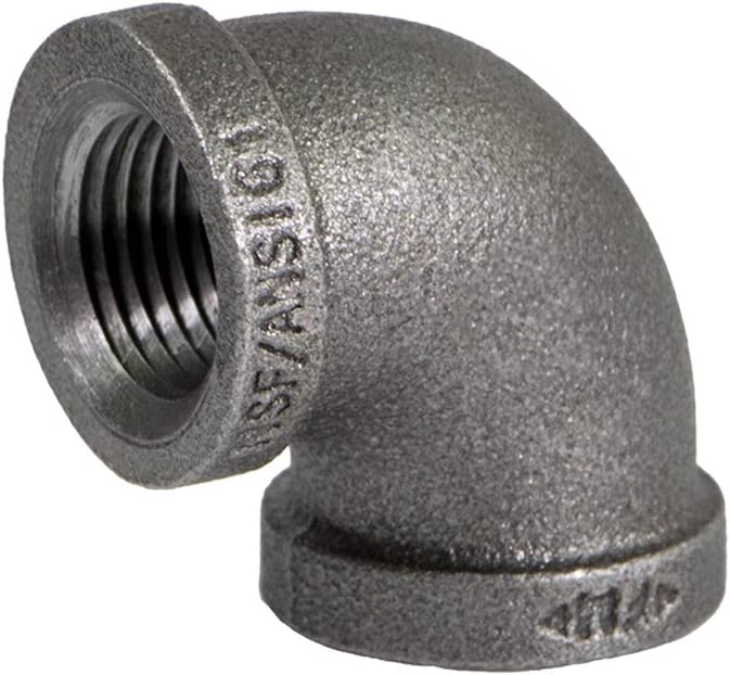 Everflow Supplies 90 Degree Malleable Iron Elbow Fitting for High Pressures with Female Thread Connects