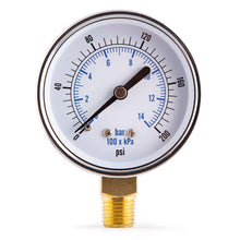 Load image into Gallery viewer, Supply Giant 2.5" inch Dial Utility Dry Water Pressure Gauge, Ideal for Swimming Pool Filter - Spa - Sprinkler - Well Pump - Aquarium - Water Hose, 1/4" NPT Brass Connection
