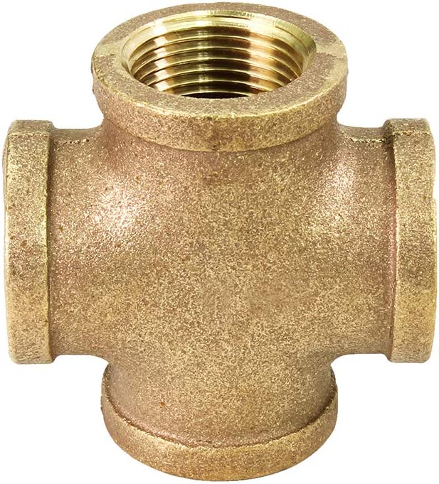 Supply Giant Suply Giant CSDS0012 1/2'' Lead Free Four Way Brass Cross Fitting with Equally Sized Female Threaded Branches for 125 LB Applications, Easy to Install, 8