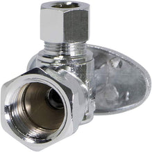 Load image into Gallery viewer, MIDLINE VALVE 81114QS-OM Water Supply Stop Valve with Quarter Turn Wheel; Lead Free; One Piece Design; Angle Shut-off for Toilet, Sink, Dishwasher; 1/2 in. FIP x 1/4 in. O.D. COMP; Chrome Plated Brass
