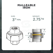 Load image into Gallery viewer, Everflow Supplies Galvanized Malleable Iron Straight Union for 150 lb Applications, with Female Threaded Connects
