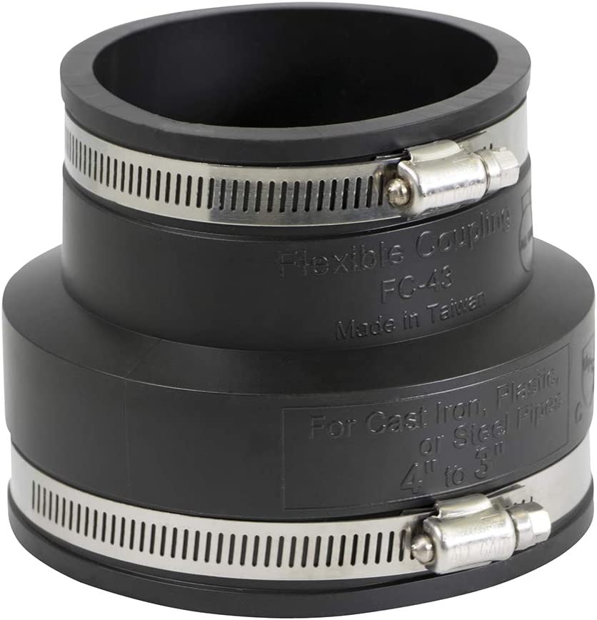 Supply Giant 6I58 Flexible Pvc Reducing Coupling with Stainless Steel Clamps, 4