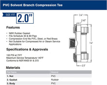 Load image into Gallery viewer, Midline Valve PVC Compression Tee Pipe Fitting with Solvent Branch
