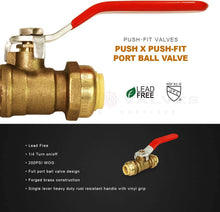 Load image into Gallery viewer, Pushlock UPBV12-2 Full Port fit Ball Valve Water Shut Off Push to Connect PEX,Copper
